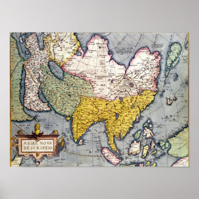 Poster Mapa Vintage da Ásia | 1580 (Frente)