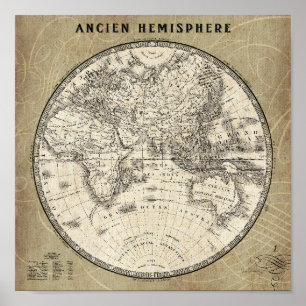 Póster Mapa Vintage da Europa e da Ásia