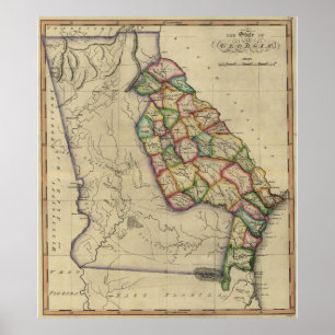 Poster Mapa Vintage da Geórgia (1817)