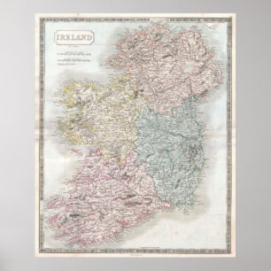 Póster Mapa Vintage da Irlanda