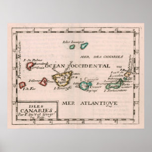 Poster Mapa Vintage das Ilhas Canárias (1682)