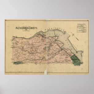 Póster Mapa Vintage de Alexandria County Virginia (1878)