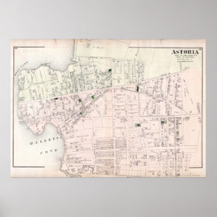Poster Mapa Vintage de Astoria NY (1873)