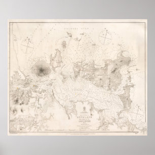 Poster Mapa Vintage de Auckland Harbor Nova Zelândia (18