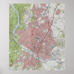 Poster Mapa Vintage de Austin Texas (1955)