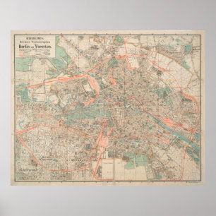 Poster Mapa Vintage de Berlim Alemanha (1904)