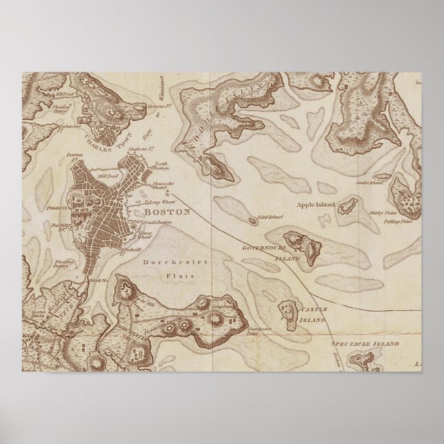 Poster Mapa Vintage de Boston (Frente)