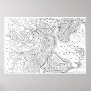 Póster Mapa Vintage de Boston (1878)