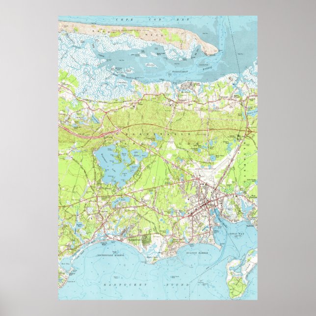 Poster Mapa Vintage de Hyannis Massachusetts (1961) (Frente)