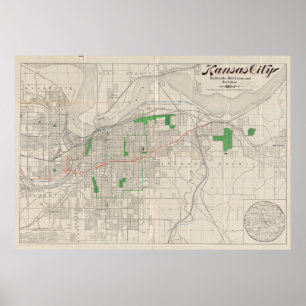 Póster Mapa Vintage de Kansas City (1893)