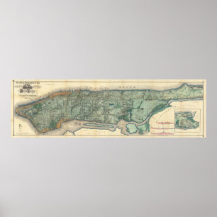 Poster Mapa Vintage de Manhattan NY