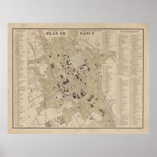 Poster Mapa Vintage de Nancy França (1894)