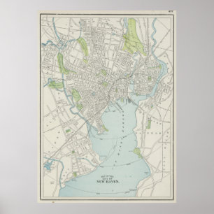 Poster Mapa Vintage de New Haven Connecticut (1901)