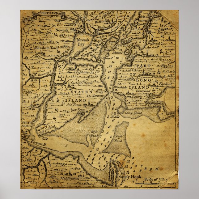 Poster Mapa Vintage de Nova Iorque (Frente)