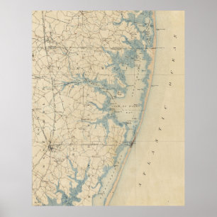 Poster Mapa Vintage de Ocean City Maryland (1900)