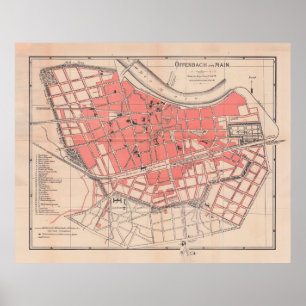 Poster Mapa Vintage de Offenbach Am Main Alemanha (1900)