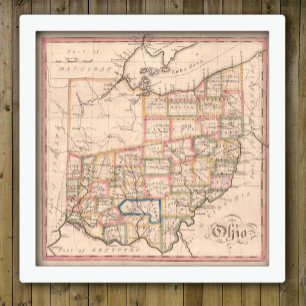 Poster Mapa Vintage de Ohio