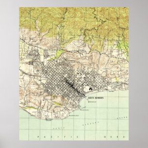 Póster Mapa Vintage de Papais noeis Barbara California (1