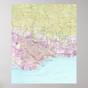 Póster Mapa Vintage de Papais noeis Barbara California (1