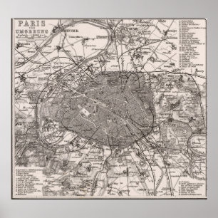 Póster Mapa Vintage de Paris (1873)