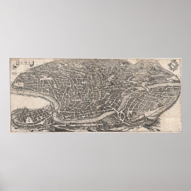 Poster Mapa Vintage de Roma Itália (1652) (Frente)