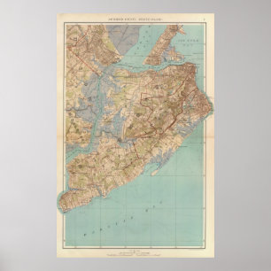 Póster Mapa Vintage de Staten Island (1891)