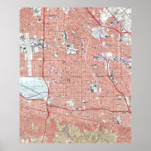 Póster Mapa Vintage de Van Nuys California (1966)