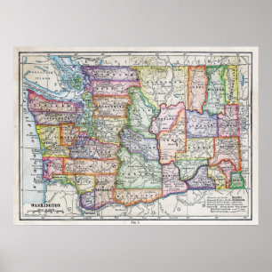 Póster Mapa Vintage de Washington