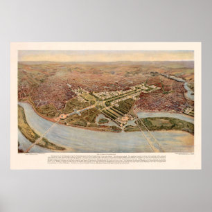 Poster Mapa Vintage de Washington DC (1915)