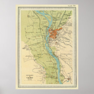 Poster Mapa Vintage do Cairo Egito (1822)