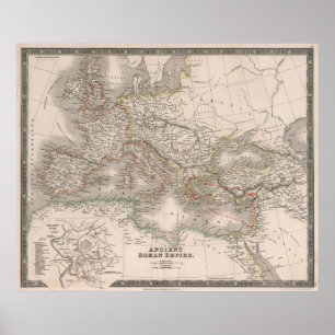 Poster Mapa Vintage do Império Romano (1836)