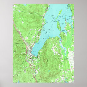 Póster Mapa Vintage do Lago George New York (1966)