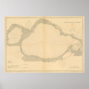 Poster Mapa Vintage do lago Pontchartrain (1903)