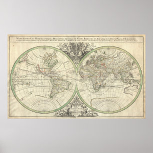 Poster Mapa Vintage do Mundo (1691)