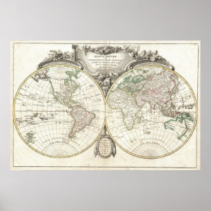 Poster Mapa Vintage do Mundo (1775)