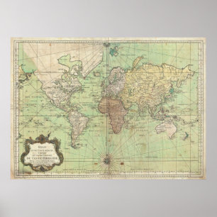 Poster Mapa Vintage do Mundo (1778)