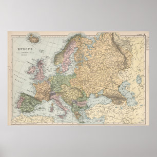Poster Mapa Vintage Europe