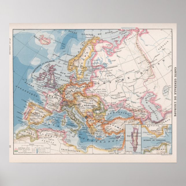 Poster Mapa Vintage Europe (Frente)