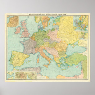 Poster Mapa Vintage Europe (1920)