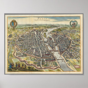 Poster Mapa Vintage Paris