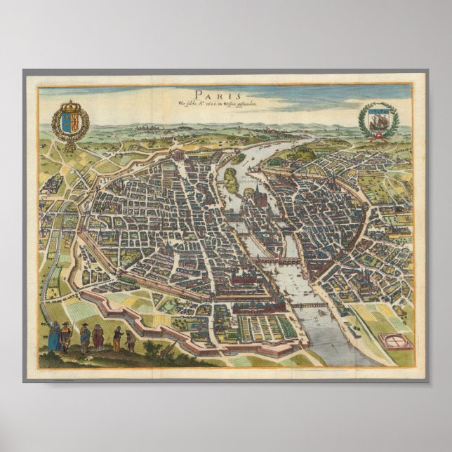 Poster Mapa Vintage Paris (Frente)