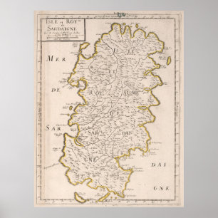 Poster Mapa Vintage Sardenha Itália (1697)