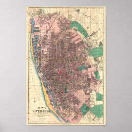 Poster Mapa vitoriano de Bacon de Liverpool 1890
