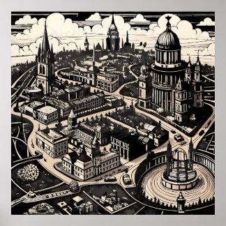 Poster Mapa vitoriano de Londres