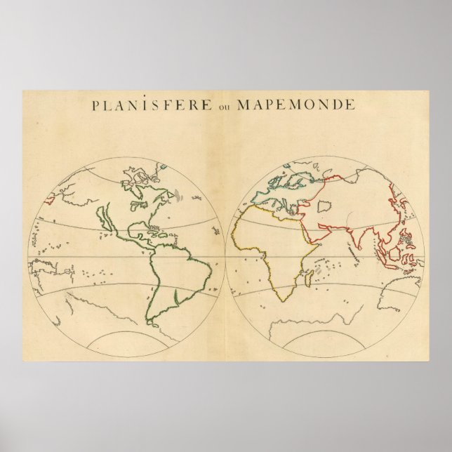 Póster Mapa Worlp com 5 Zonas (Frente)