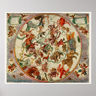 Poster Mapa Zodiac Vintage
