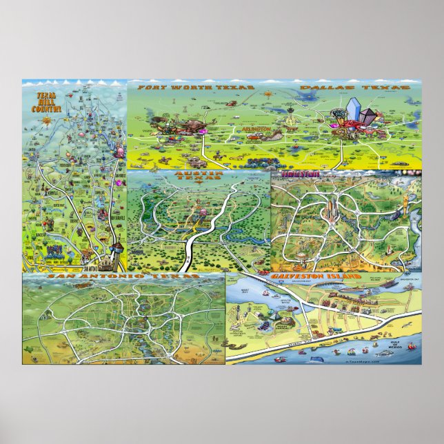 Poster Mapas de diversão do Texas (Frente)