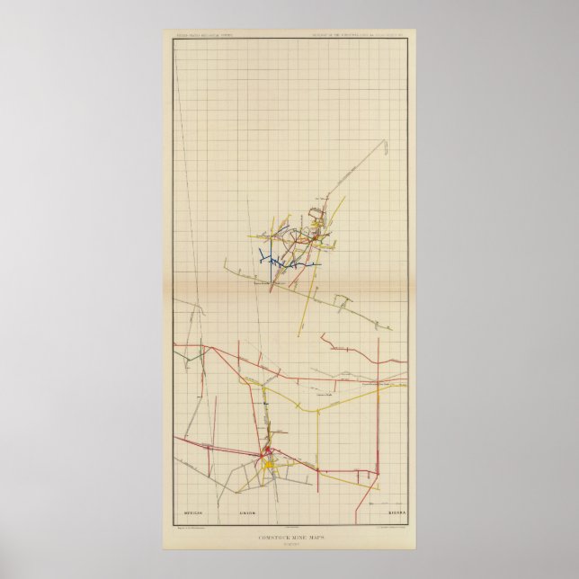 Póster Mapas de minas de comstock Número II (Frente)
