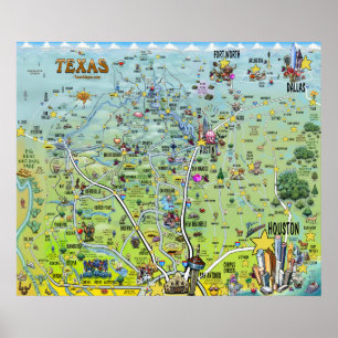 Poster Mapas do divertimento de Texas