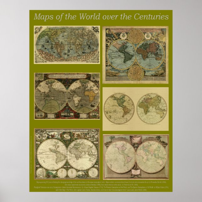 Poster Mapas do Mundo ao longo dos séculos (Frente)